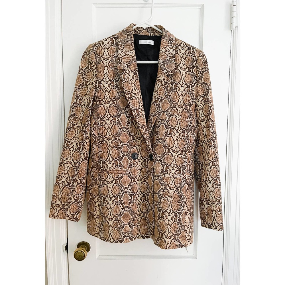 Anine Bing Madeline Blazer In Python Size Xs - image 3